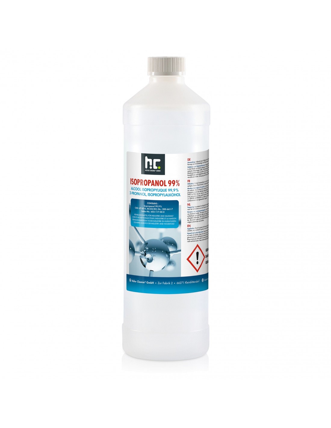 Isopropylique Alcool 99,9% Nettoyeur Liquide - 1000ml : : High-Tech