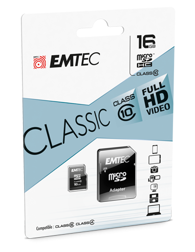 Carte microSD 16 Go EMTEC Class10 Classic