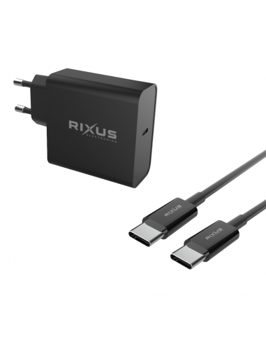 Chargeur rapide universel Usb Type C 65W + cable usb Type C Rixus